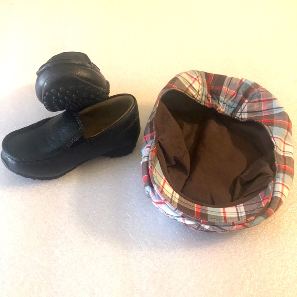 Children’s place loafers black -6  & plaid hat - Picture 4 of 16